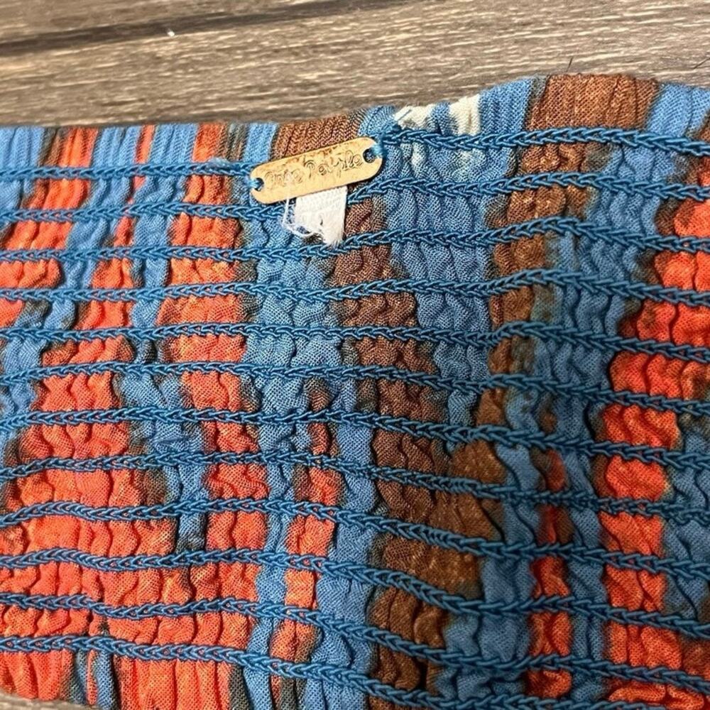 Free People Ikat Open Back Strapless Maxi Dress Boho Festival Large Blue Coastal - Picture 5 of 8
